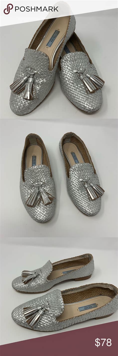 prada tassel loafers silver|PRADA Women's Loafer for sale .